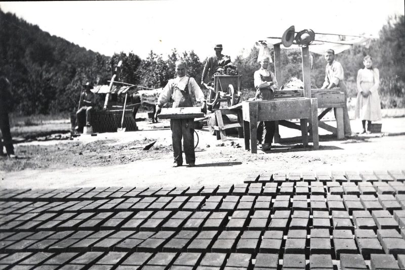 View of work crew making clay bricks and setting them to dry

gift of Janet Taylor — Mount Union Clay Brick Making